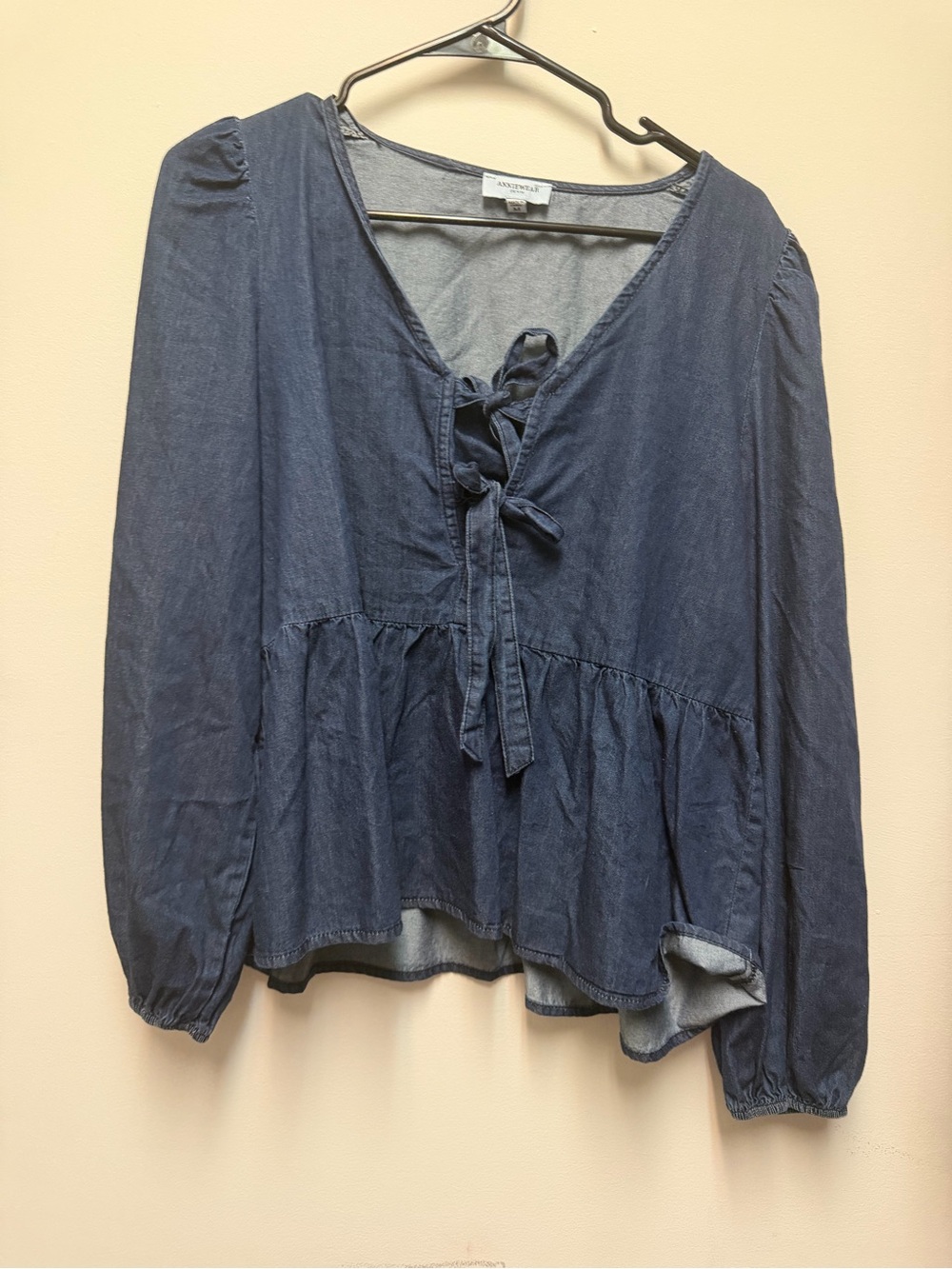 Madewell Denim Tie-Front Peplum Blouse — Indigo Blue